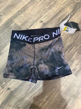 Nike Pro Black Shorts with Lavender Dot Print